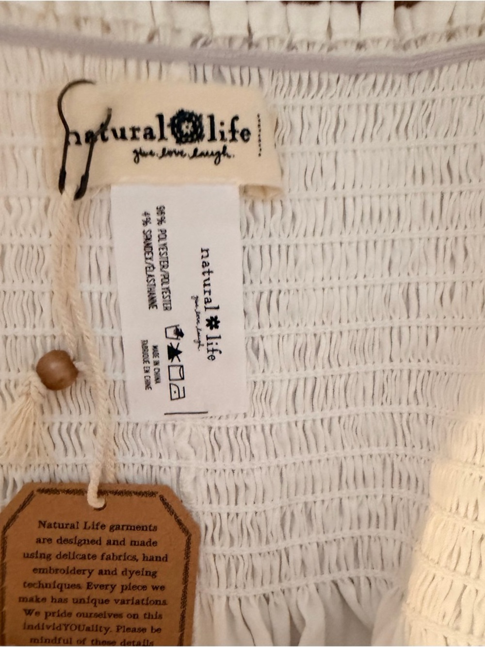 NWT NATURAL LIFE White Satin Mini Skort with Smocked Waist Small - Picture 7 of 8
